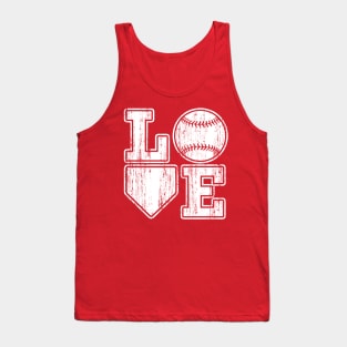 Love Baseball Vintage Distressed White Home Plate Tank Top